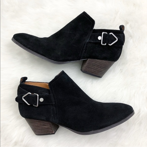black ankle boots with silver buckles